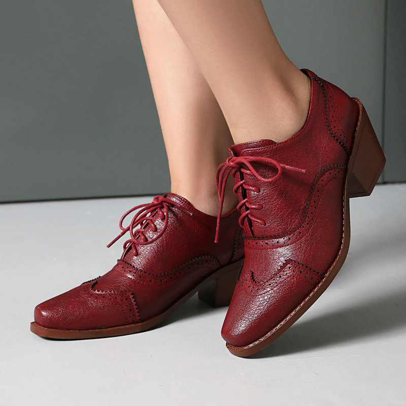 Pump Heel Block - Sepatu Oxford Wanita Model Point Toe