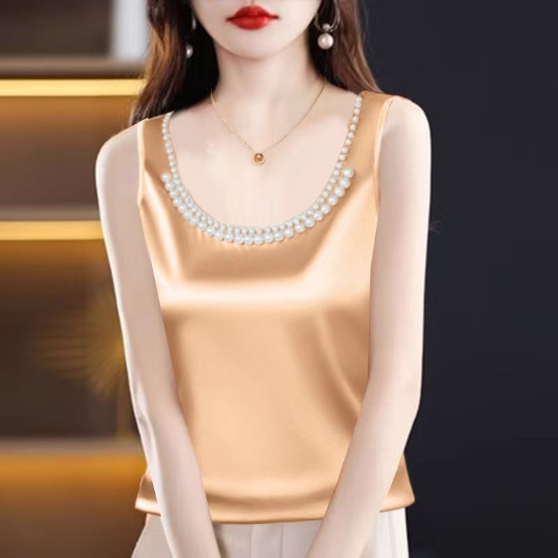 Silk Camisole Work - Kamisol Sutra Satin Solid Crop Top