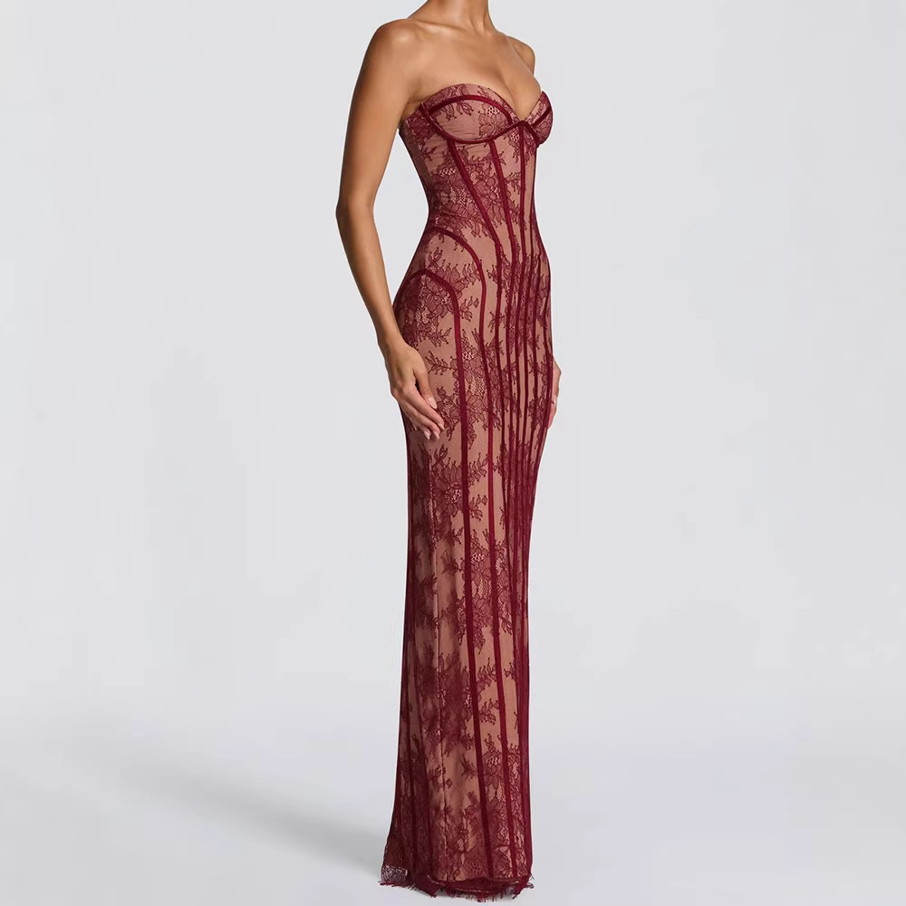 Women Formal Wear For Party - Gaun Maxi Bodycon Tanpa Tali untuk