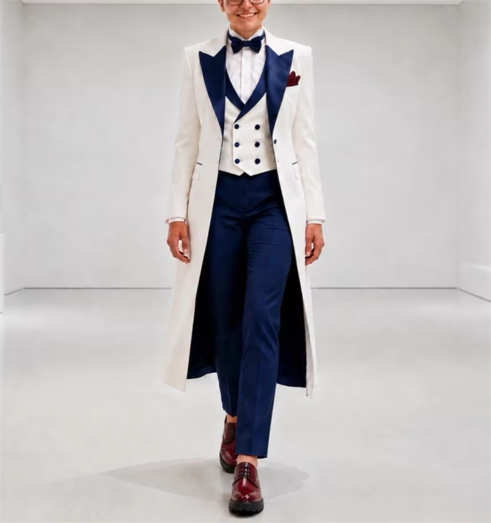 Women'S Formal Wear For A Wedding - Jas Wanita Biru Navy Putih, Setelan