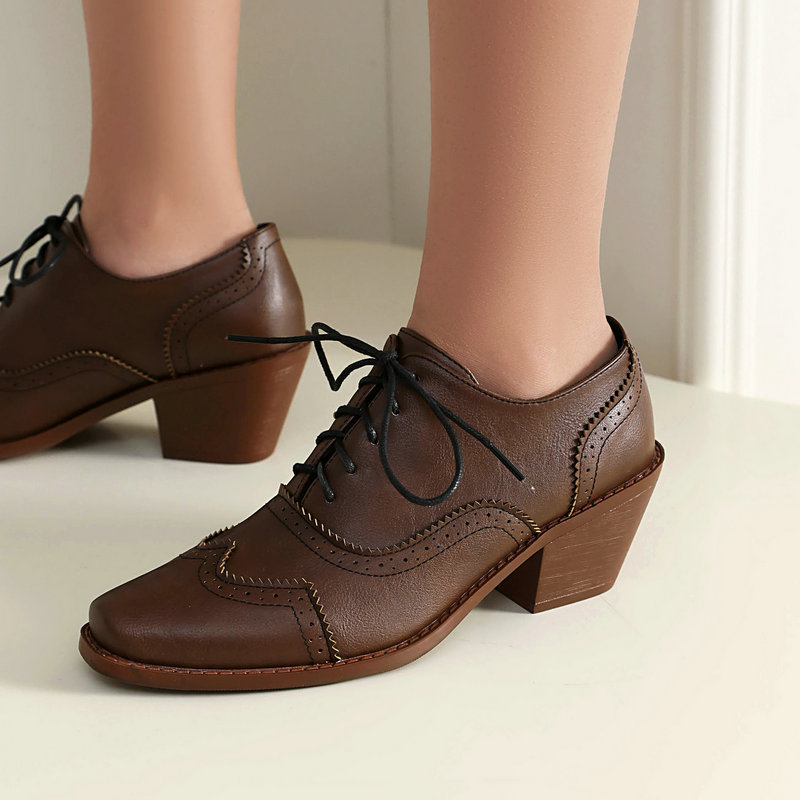 Sepatu Oxford Wanita Model Poi - Pump Heel Block ulasan dan harga