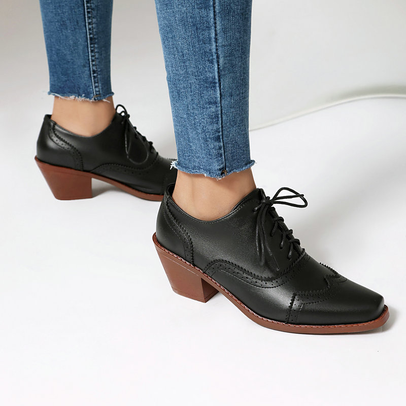 Sepatu Oxford Wanita Model Poi - Pump Heel Block ulasan dan harga