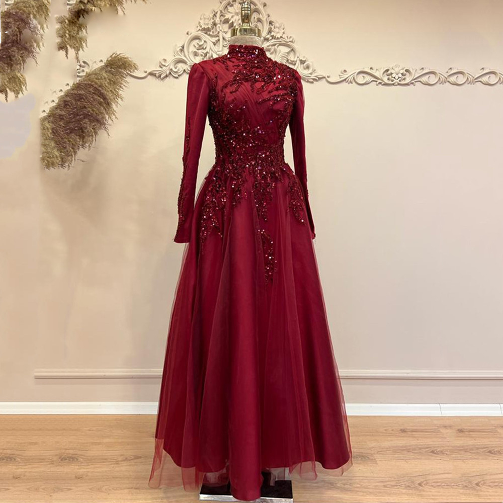 Gaun Prom kerah tinggi wanita, - Women Formal Wear For Party ulasan dan harga