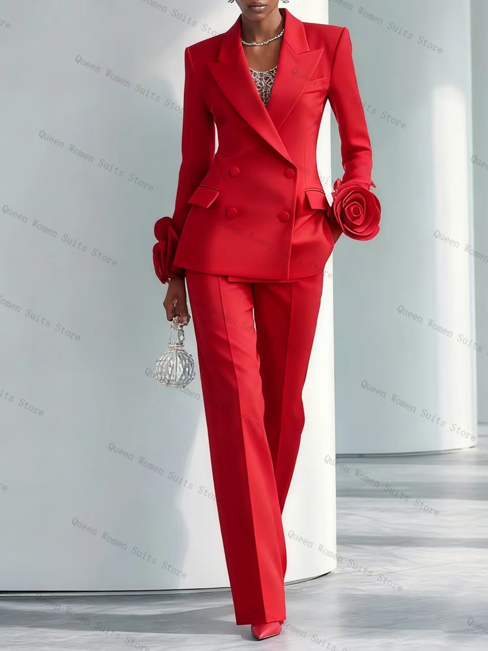 Setelan Jas Wanita Merah Mewah - Women Formal Wear Coat ulasan dan harga
