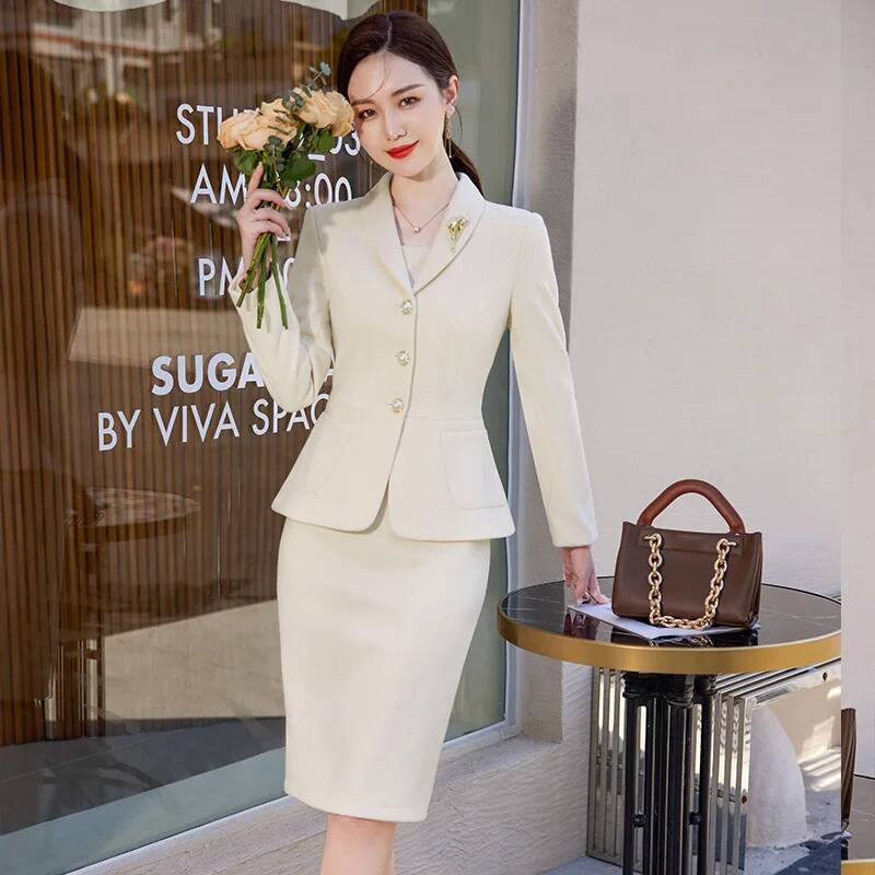 Setelan Gaun Gaya OL Kain Berk - Women Formal Wear Stitching ulasan dan harga