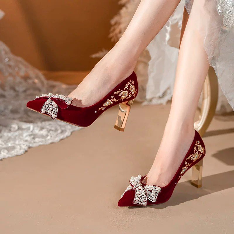 Sepatu Hak Blok Bordir Wanita  - Pump Heel Block ulasan dan harga